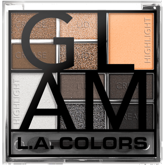 L.A. COLORS Eyeshadow 10 Color Block Palette, Glam, 0.56 fl oz