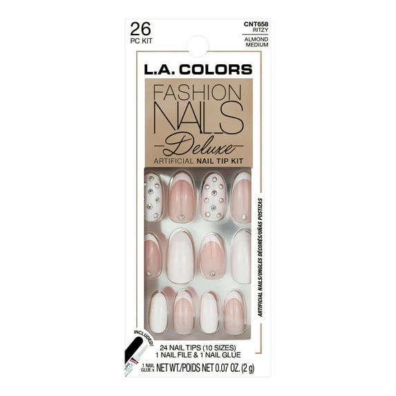 L.A. COLORS Fashion Nail Deluxe, Nail Tips, Ritzy 24 Pieces