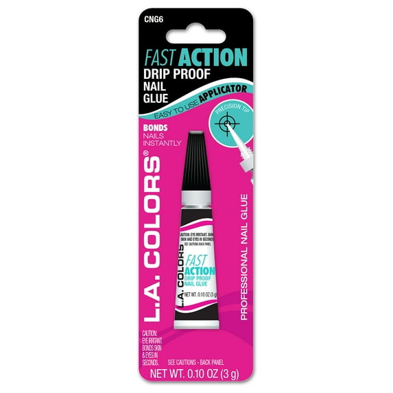 L.A. COLORS Fast Action Drip Proof Nail Glue, Clear, 0.10 oz