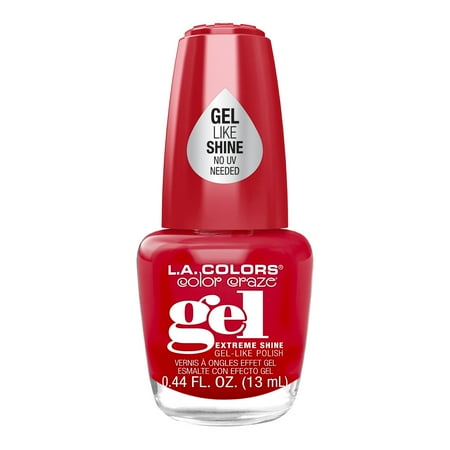 L.A. COLORS Gel-Like Shine Nail Polish, Be Mine, Red, 0.44 fl oz
