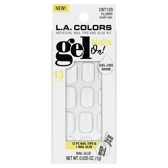 L.A. COLORS Gel Nails On Nail Tips, Flurry, 13 Pieces - Walmart.com