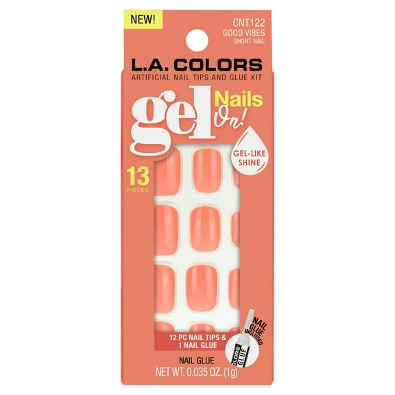 L.A. COLORS Gel Nails On Nail Tips, Good Vibes, 13 Pieces