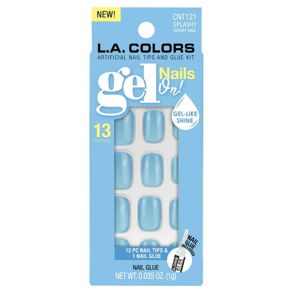 L.A. COLORS Gel Nails On Nail Tips, Splashy, 13 Pieces