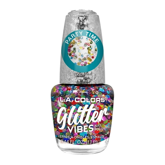 L.A. COLORS Glitter Vibes Nail Polish, Party Time, 0.44 fl oz