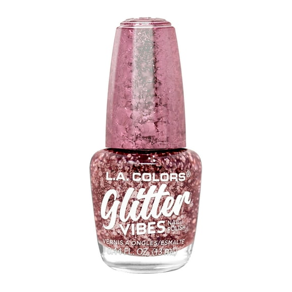 L.A. COLORS Glitter Vibes Nail Polish, Pink Bling, 0.44 fl oz