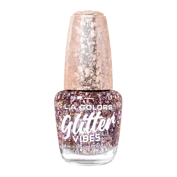 L.A. COLORS Glitter Vibes Nail Polish, Pure Blush, 0.44 fl oz