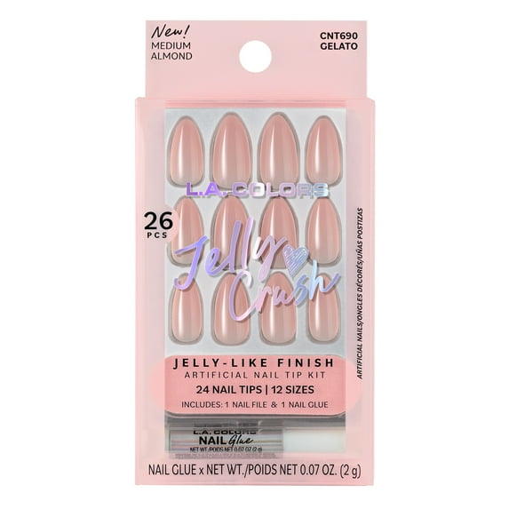 L.A. COLORS Jelly Crush Nail Tip, Gelato, 26 Piece