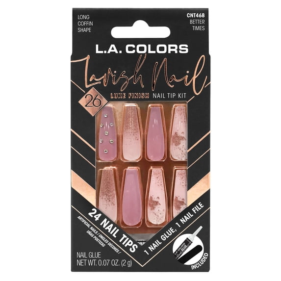 L.A. COLORS Lavish Nail Tips, Nail Better Times, 26 Pieces