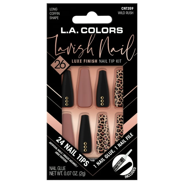 L.A. COLORS Lavish Nail Tips, Wild Rush, 26 Pieces