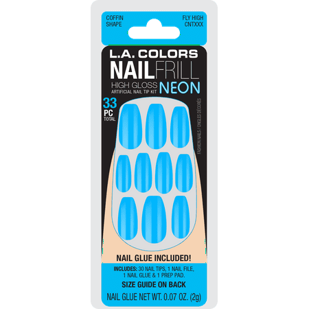 L.A. COLORS Nail Frill Artificial Nail Tips, Fly High, 33 Piece