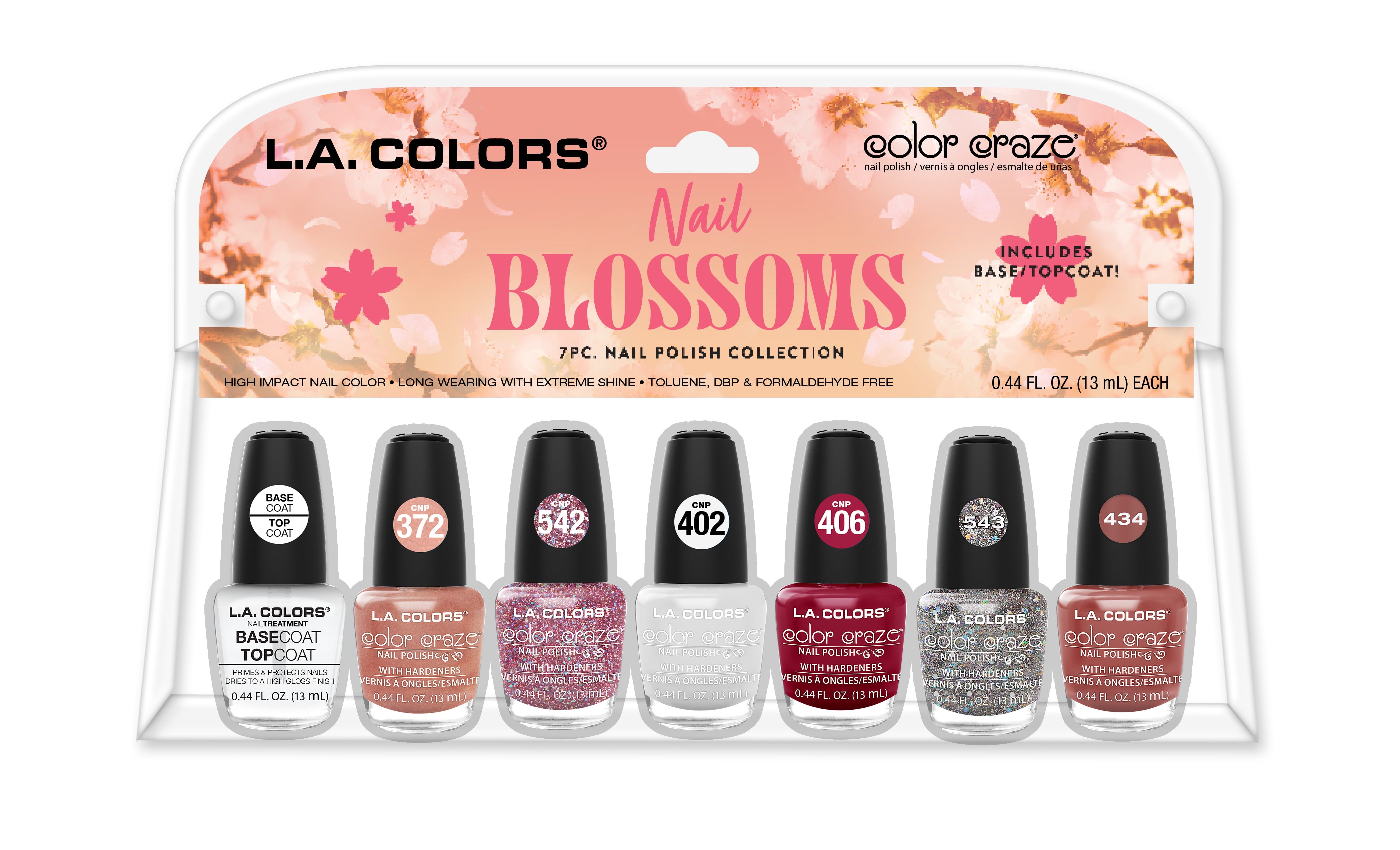 L.A. COLORS Nail Polish Bundle, Craze, 7pc