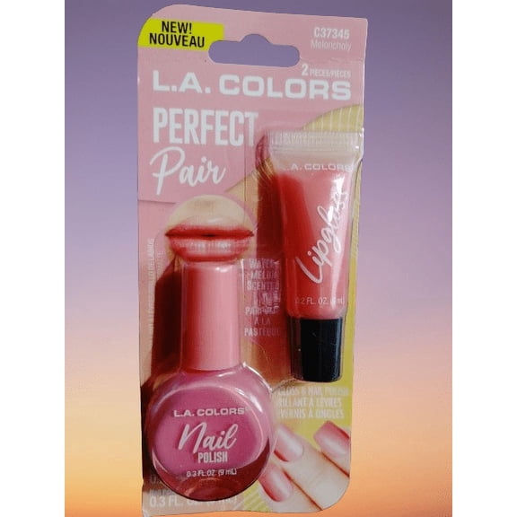 L.A. COLORS PERFECT Pair Meloncholy Nail Polish & Lipgloss Set