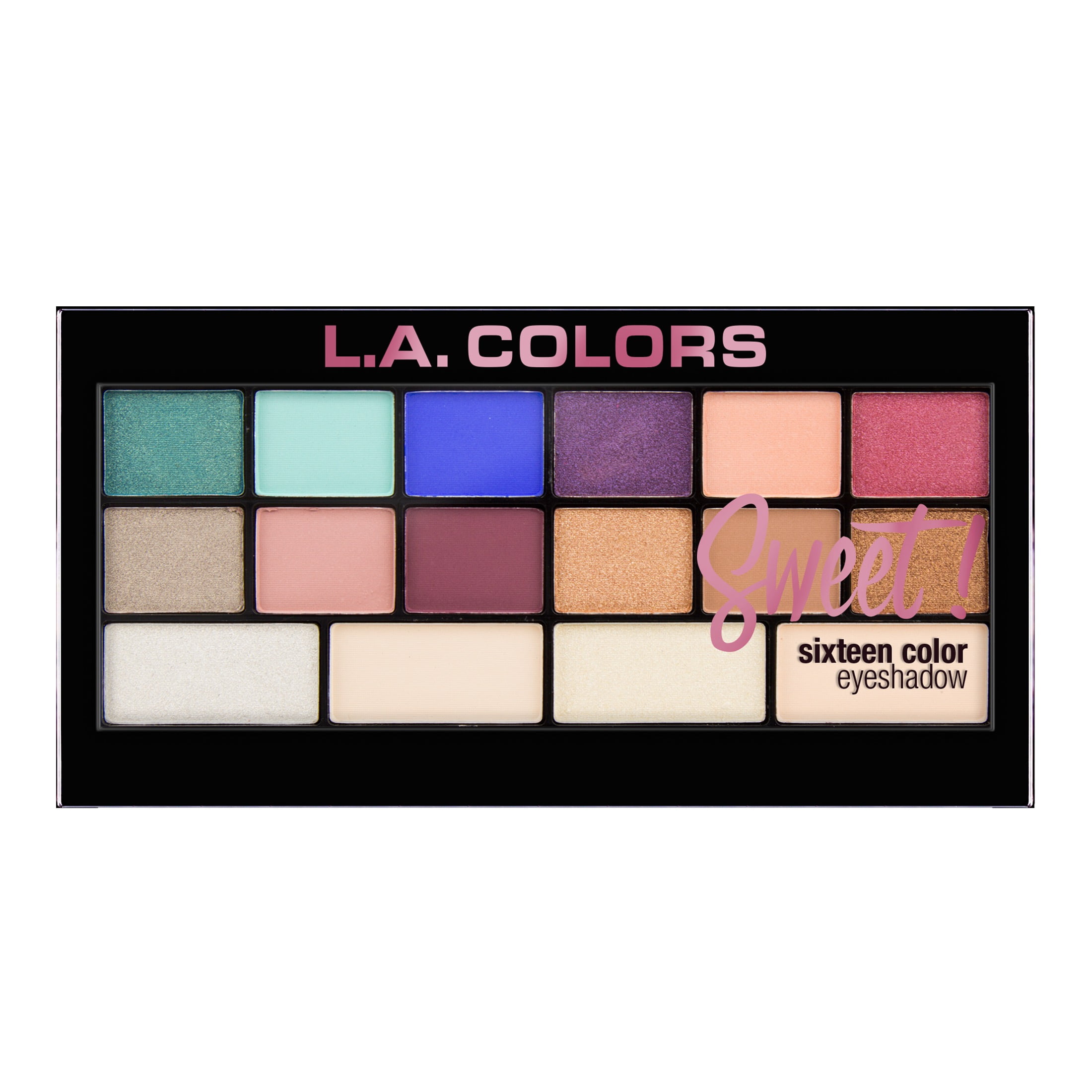 L.A. COLORS Sweet 16 Eyeshadow Palette, Playful, Multi-Color, 0.71