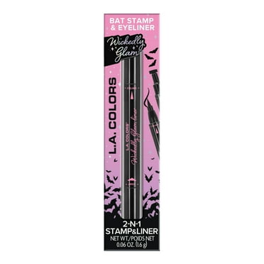 L.A. COLORS Wickedly Glam, Bat Stamp & Eyeliner, Dual-Ended, Liquid, Black, 0.06 OZ