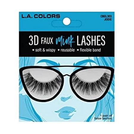 L.A. Colors 3D Faux Mink False Eyelashes, Jodie, 1 pair