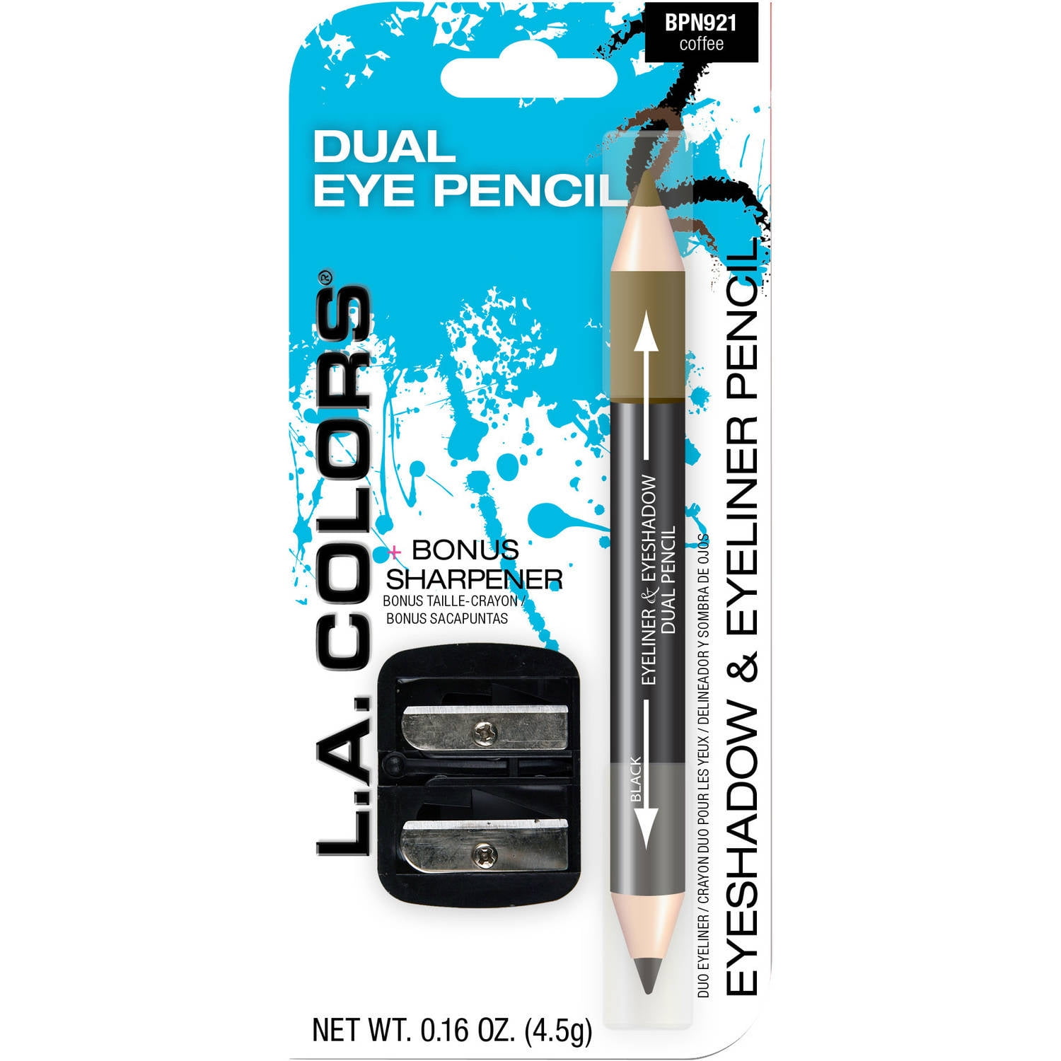 L.A. Colors Dual Eye Pencil Eyeshadow & Eyeliner Pencil, Coffee, 0.16 ...
