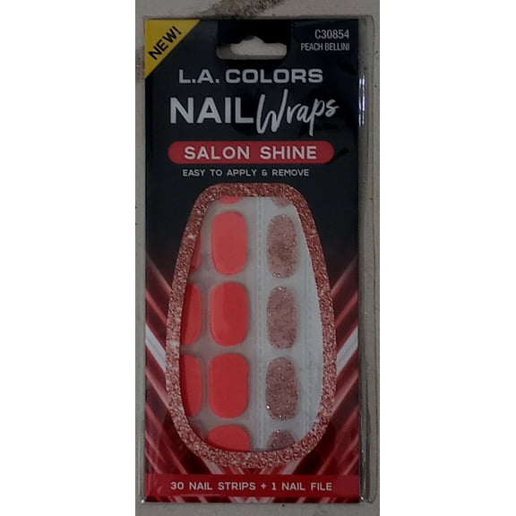 L.A. Colors Peach Bellini Nail Wraps Salon Shine New 30 count New