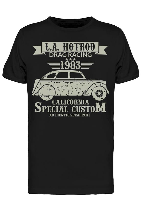 L A Hotrod Drag Racing T-Shirt Men -Image by Shutterstock, Male Medium