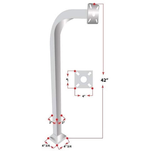 L.A Ornamental Aluminum Pad Mount GooseNeck Pedestal Curb Mount Access Control gate Pedestal White
