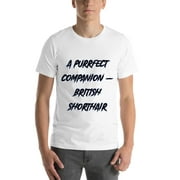 L A Purrfect Companion - British Shorthair Slasher Style Short Sleeve Cotton T-Shirt By Undefined Gifts