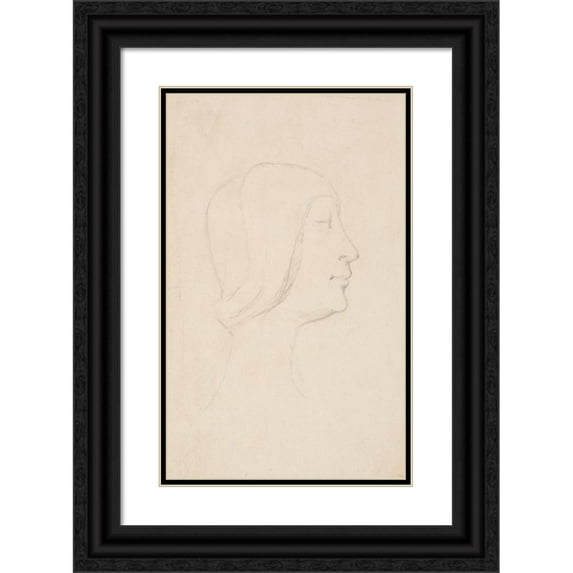 L.A. Ring 11x14 Black Ornate Wood Framed Double Matted Museum Art Print Titled: Study After Francesco Lauranas Bust of Eleonora D'Aragona in the Museum of Palermo. Profile T.H. (1893 -