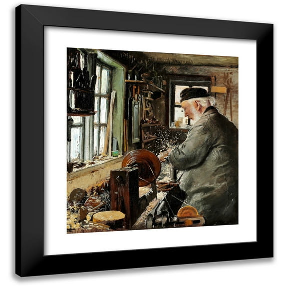 L.A. Ring 20x21 Black Modern Framed Museum Art Print Titled - A Turning by its Lathe (1890)