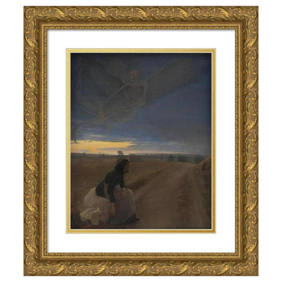 L.A. Ring 20x24 Gold Ornate Framed and Double Matted Museum Art Print Titled - Evening (1887)