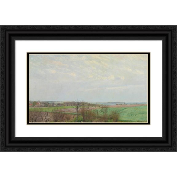 L.A. Ring 24x16 Black Ornate Framed Double Matted Museum Art Print Titled: View of Roskilde Fjord, Early Spring (1903)
