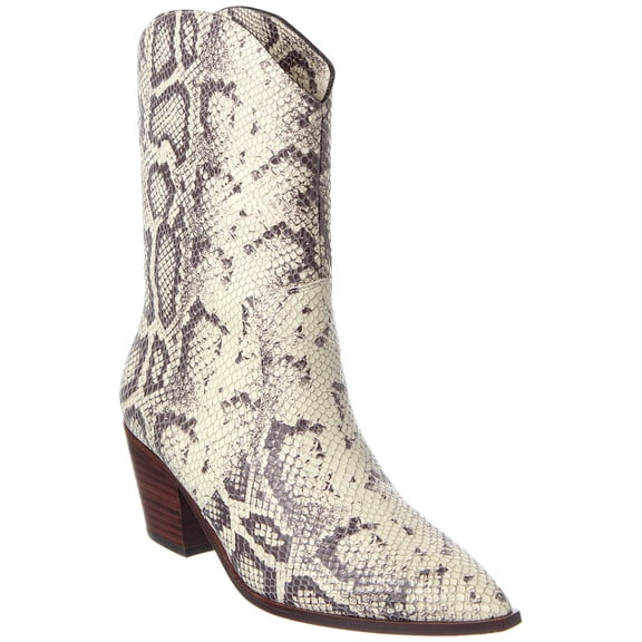 L'AGENCE Claude Western Croc Snake Boot, 36.5, Tan