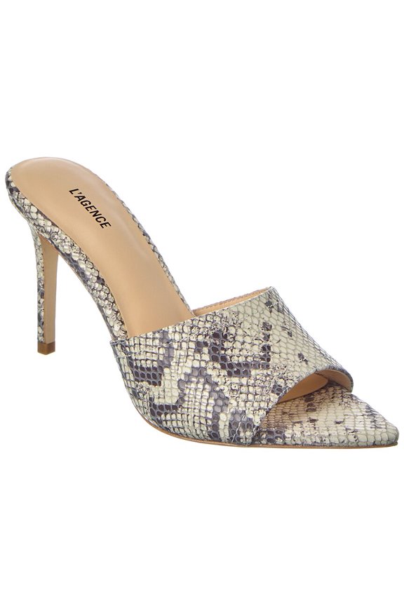 L'AGENCE Lolita Leather Heeled Mule, 41, Beige