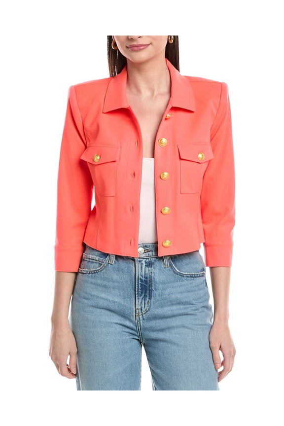 L’AGENCE womens  Kumi Cropped Fitted Jacket, 8, Orange