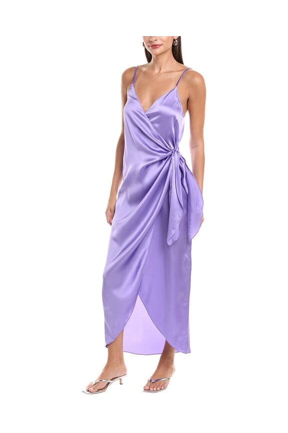 womens L'AGENCE Amilia Cami Silk Wrap Dress, 6, Purple