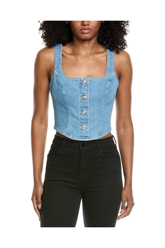 L’AGENCE womens L'AGENCE Saga Button Front Tank, 18, Blue