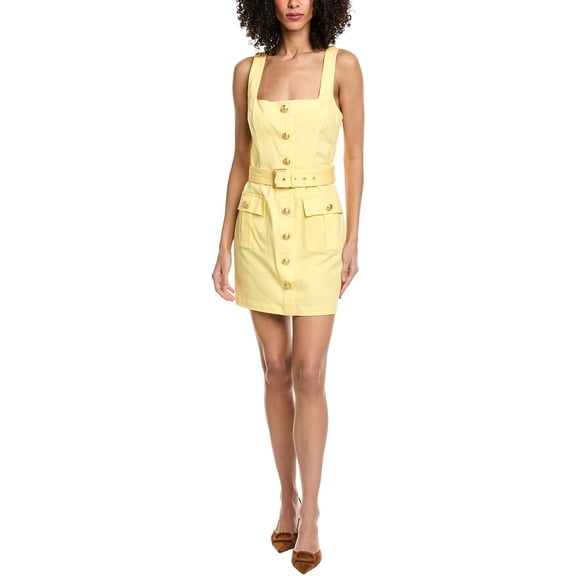 L’AGENCE womens Midy Button Front Mini Dress, 10, Yellow