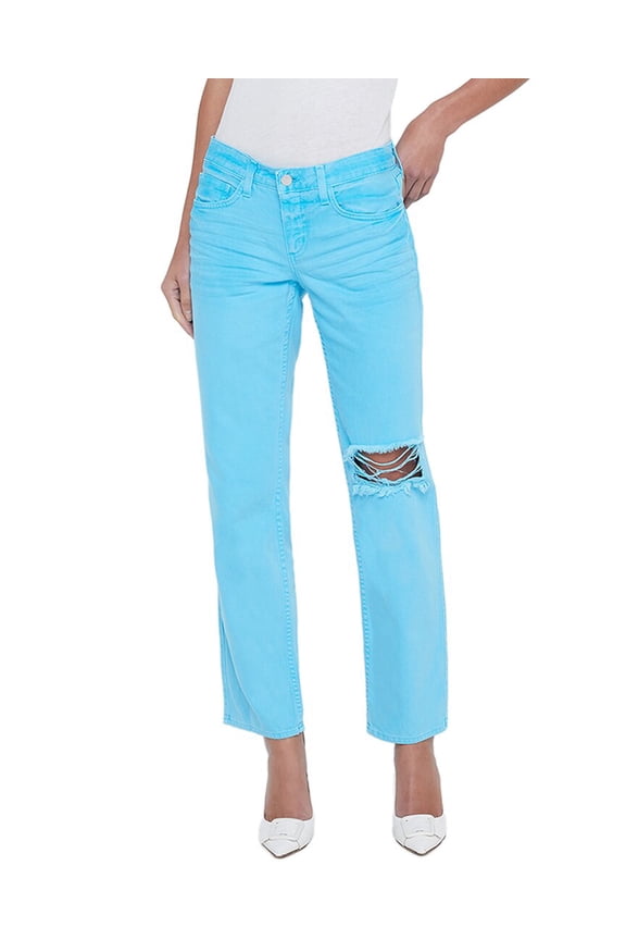 L’AGENCE womens Nevia Low-Rise Slouch Straight Aqua Distress Jean, 26, Blue