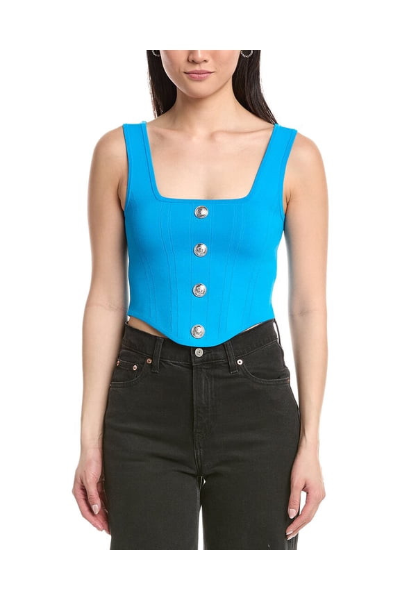 L’AGENCE womens Saga Square Neck Corset Top, m, Blue