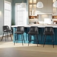 thumbnail image 1 of L'AGRATY 360° Swivel Modern Bar Stools Set of 4, 26" Counter Height Barstools with High Backs, Kitchen Island Stools, For Bar & Home,Faux Leather, Black, 1 of 9