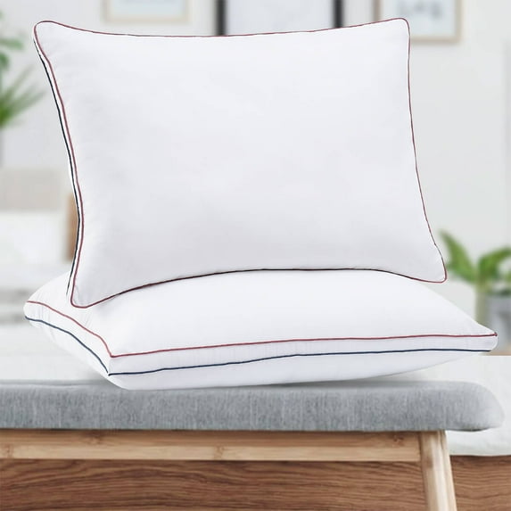 L'AGRATY Bed Pillows For Sleeping 2 Pack, Standard Size Pillows For Bed, Soft Fluffy Hotel Pillows with Gusset Design,Down Alternative Filling Pillow(20" x 26")