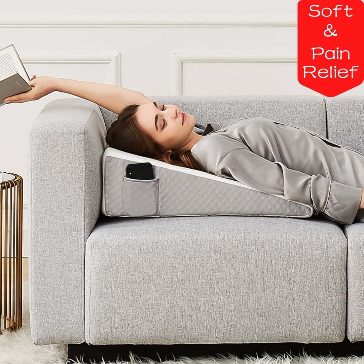 Ondekt Bed Wedge Pillow Multipurpose Adjustable Leg Support Pillow Cooling Gel Memory Foam Top - Helps for Acid Reflux Heartburn, Allergies, Snoring