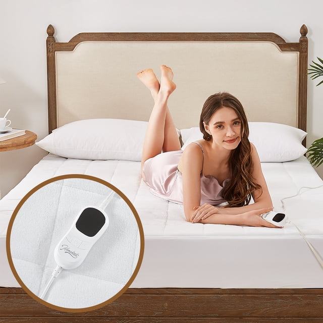 78 x 80 King Size Heated Mattress Pad Electric Bed Warmer with 5 Heat Settings & 10-Hour Auto Shut-Off, Soft Breathable Coral Fleece, Machine