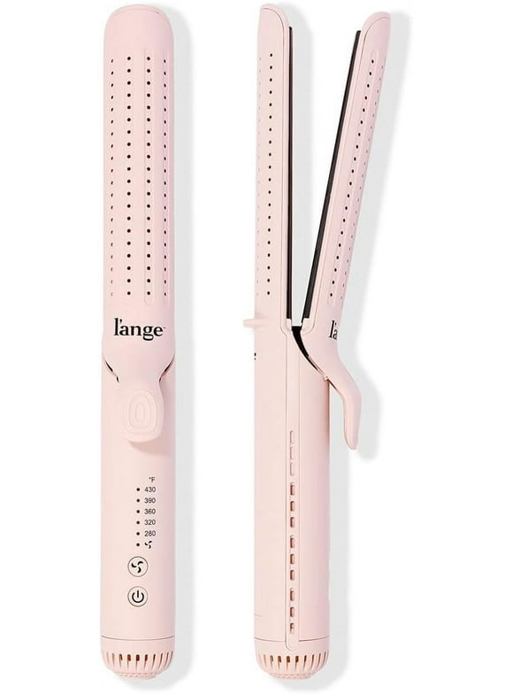 L'ANGE HAIR Le Duo Grande 360° Airflow Styler | 2-in-1 Curling Wand & Titanium Flat Iron Hair Straightener | Professional Hair Curler with Cooling Air Vents to Lock in Style | Adjustable Temp (Blush)