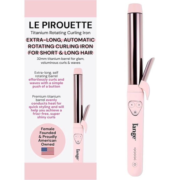 L'ANGE HAIR Le Pirouette 32MM Titanium Rotating Curling Iron Self-Rotating Curler | Premium Titanium 1.25 Inch Barrel | Blush