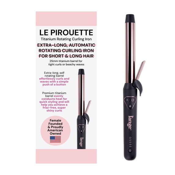 L'ANGE HAIR Le Pirouette 25MM Titanium Rotating Curling Iron Self-Rotating Curler | Premium Titanium 1 Inch Barrel | Black