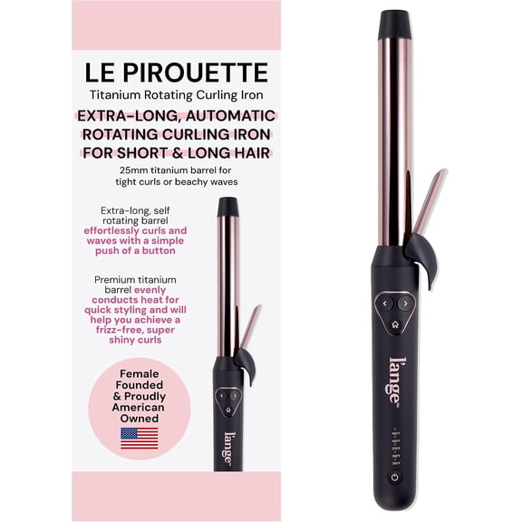 L'ANGE HAIR Le Pirouette 25MM Titanium Rotating Curling Iron Self-Rotating Curler | Premium Titanium 1 Inch Barrel | Black