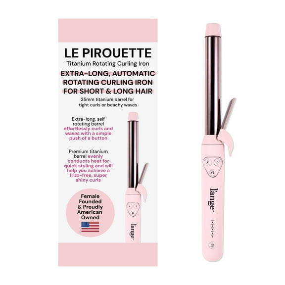 L'ANGE HAIR Le Pirouette 25MM Titanium Rotating Curling Iron Self-Rotating Curler | Premium Titanium 1 Inch Barrel | Blush