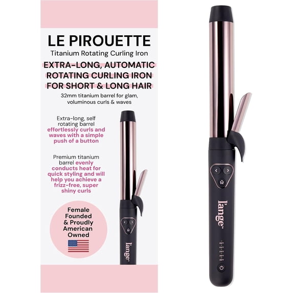 L'ANGE HAIR Le Pirouette 32MM Titanium Rotating Curling Iron Self-Rotating Curler | Premium Titanium 1.25 Inch Barrel | Black