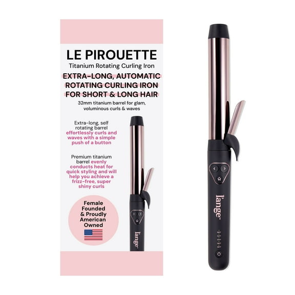 L'ANGE HAIR Le Pirouette 32MM Titanium Rotating Curling Iron Self-Rotating Curler | Premium Titanium 1.25 Inch Barrel | Black