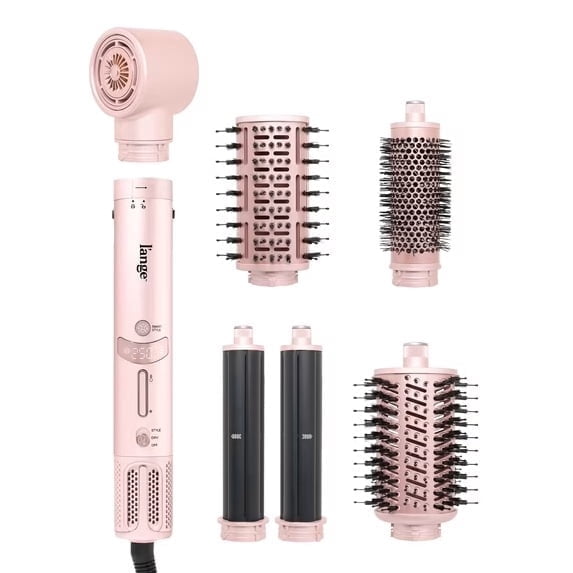 L'ANGE HAIR TurboStyle All-in-One Air Styling & Drying System | 5-in-1 with Auto-Wrap Curlers & Volumizing Brush | Fast-Drying Brushless Motor Dryer | Dual Voltage | All Hair Types (Blush)