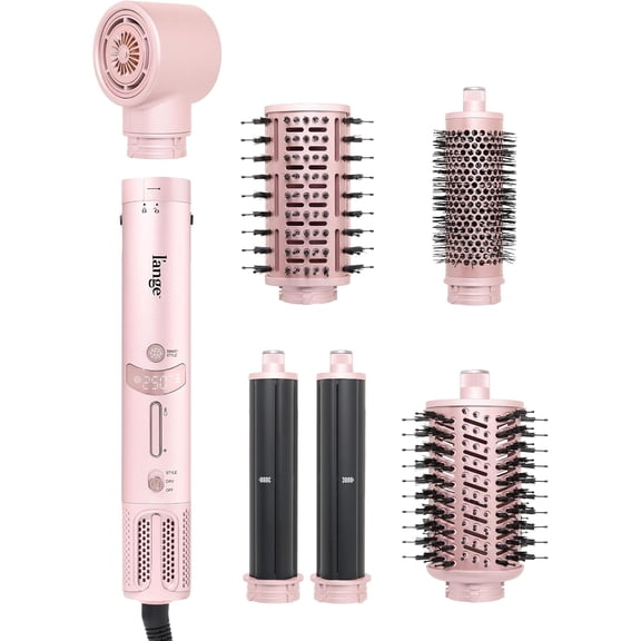 L'ANGE HAIR TurboStyle All-in-One Air Styling & Drying System | 5-in-1 with Auto-Wrap Curlers & Volumizing Brush | Fast-Drying Brushless Motor Dryer | Dual Voltage | All Hair Types (Blush)