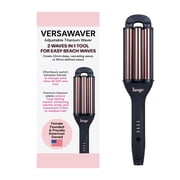 LANGE Hair VersaWaver Adjustable Titanium Waver | Pick 19mm or 32mm Waves with 1 Tool | Titanium 3-Barrel Waving Tool Black